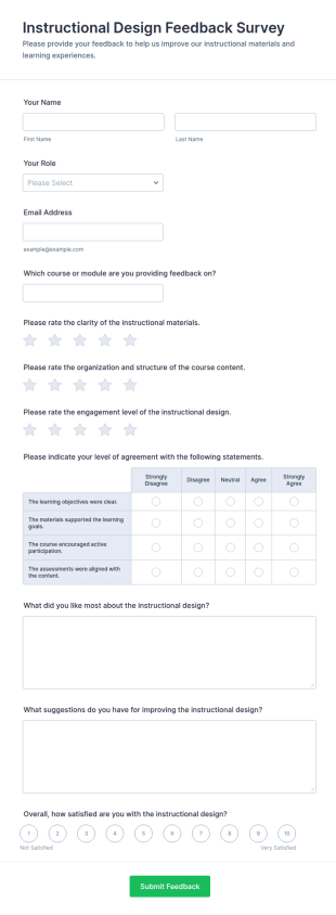 Instructional Design Feedback Survey Form Template