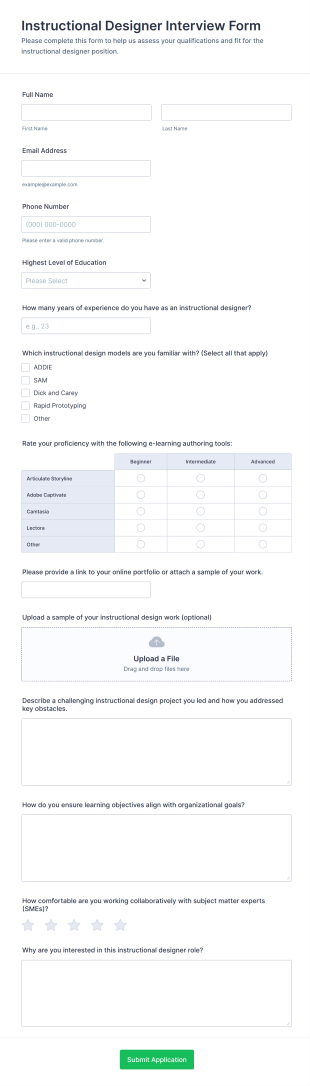 Instructional Designer Interview Form Template