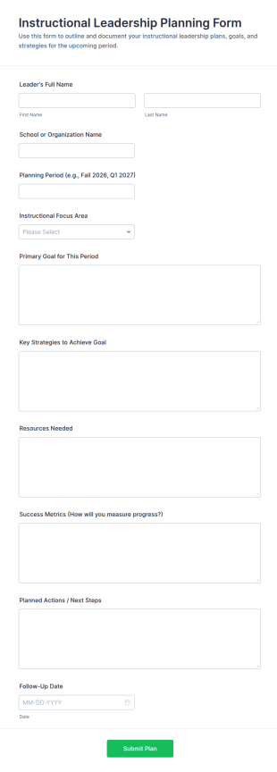 Instructional Leadership Planning Form Template