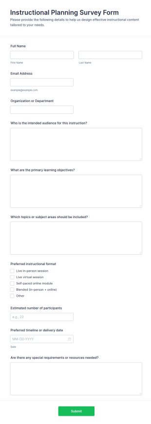 Instructional Planning Survey Form Template
