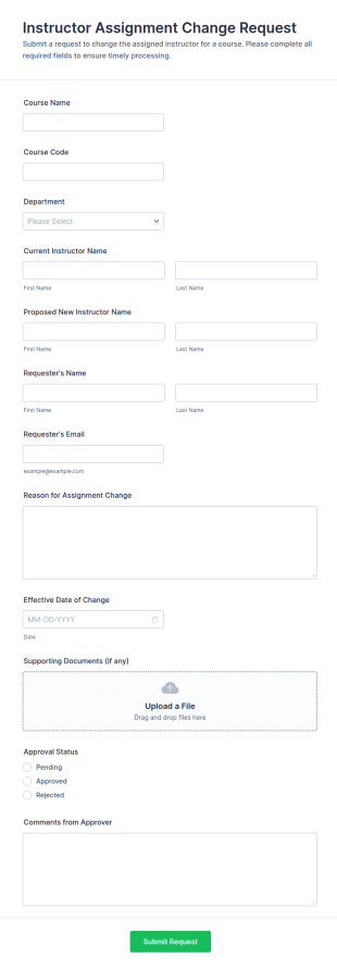 Instructor Assignment Change Form Template