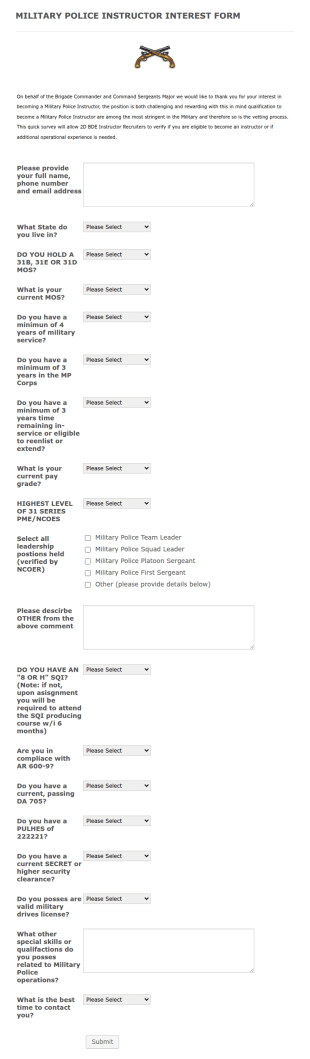 Instructor Interest Form Template
