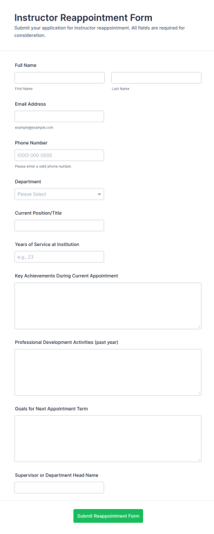 Instructor Reappointment Form Template