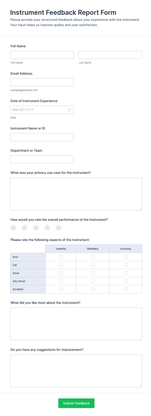 Instrument Feedback Report Form Template