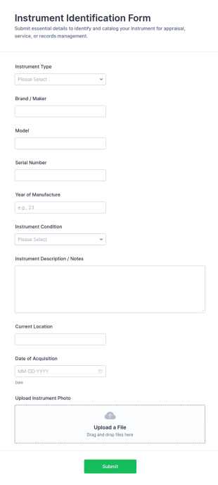 Instrument Identification Form Template