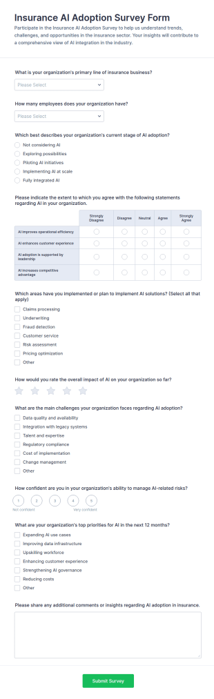 Insurance AI Adoption Survey Form Template