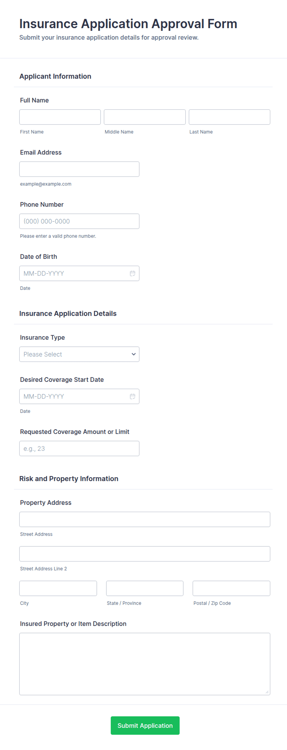 Insurance Application Approval Form Template | Jotform