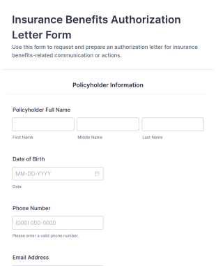 Insurance Benefits Authorization Letter Form Template