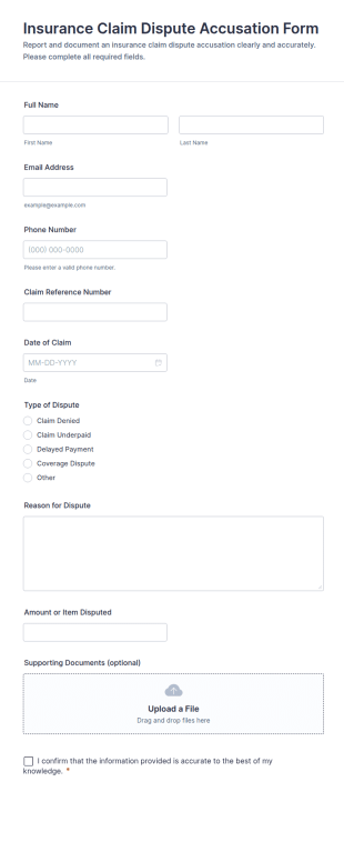 Insurance Claim Dispute Form Template