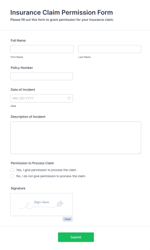 Insurance Claim Permission Form Template
