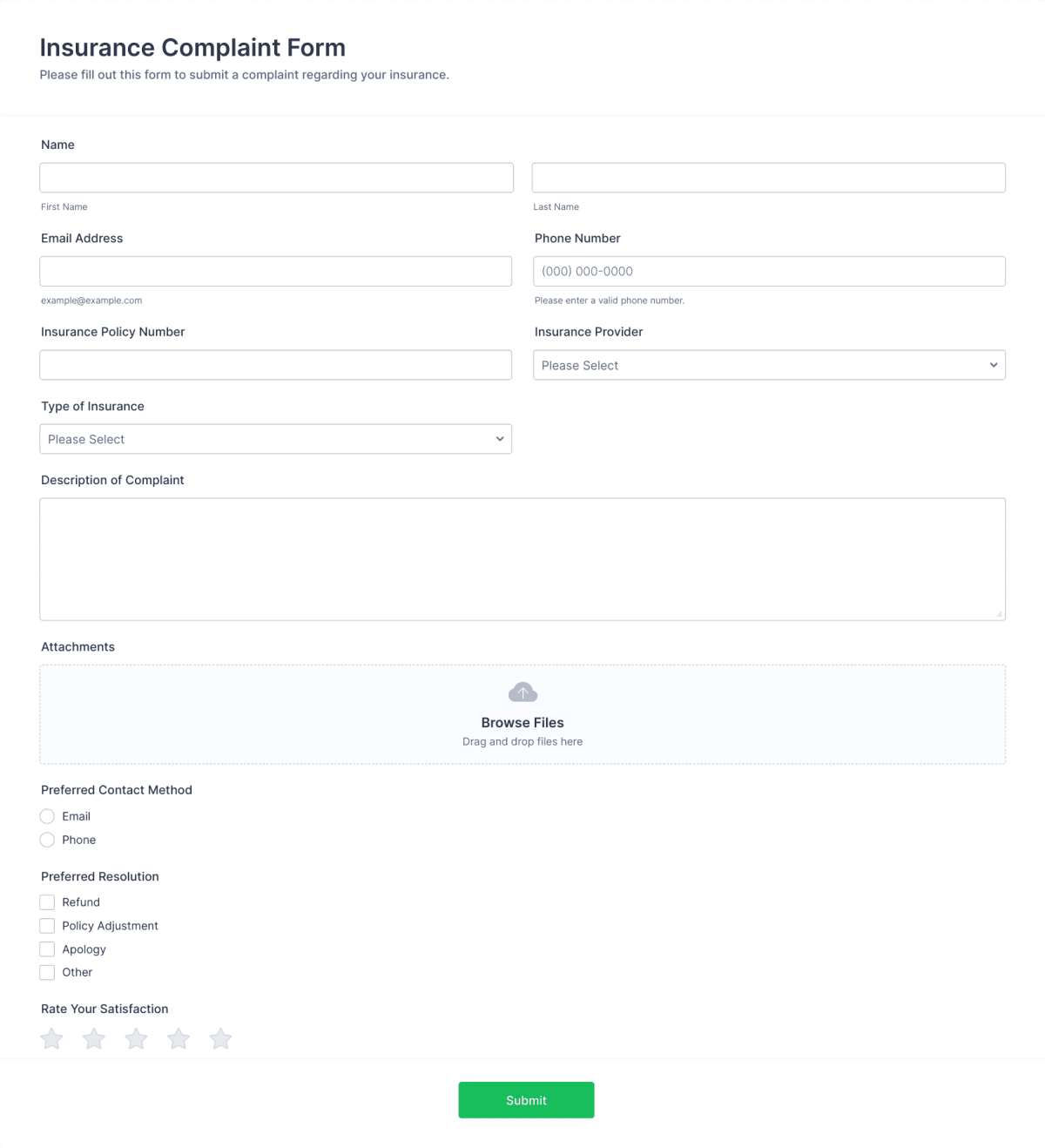 Insurance Complaint Form Template | Jotform
