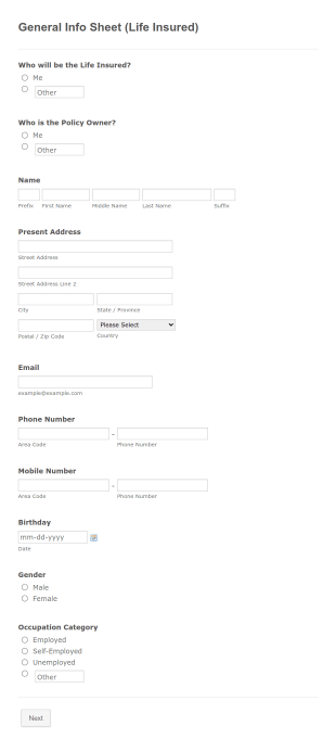 Insurance Contact Form Template