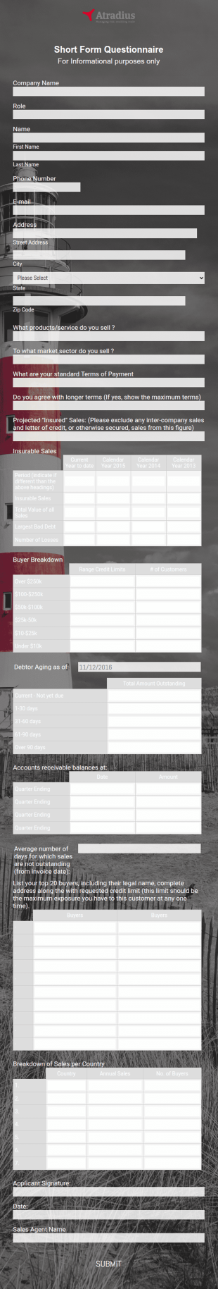 Insurance Form Questionnaire