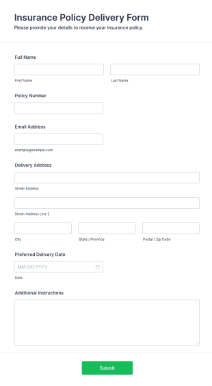 Insurance Policy Delivery Form Template