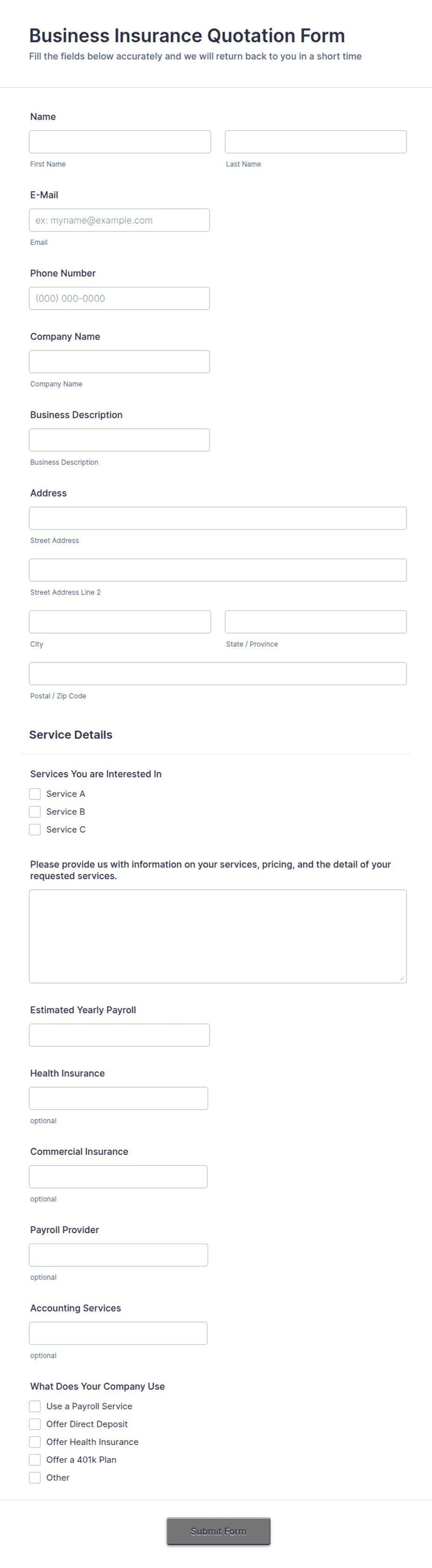 Insurance Quote Form Template | Jotform