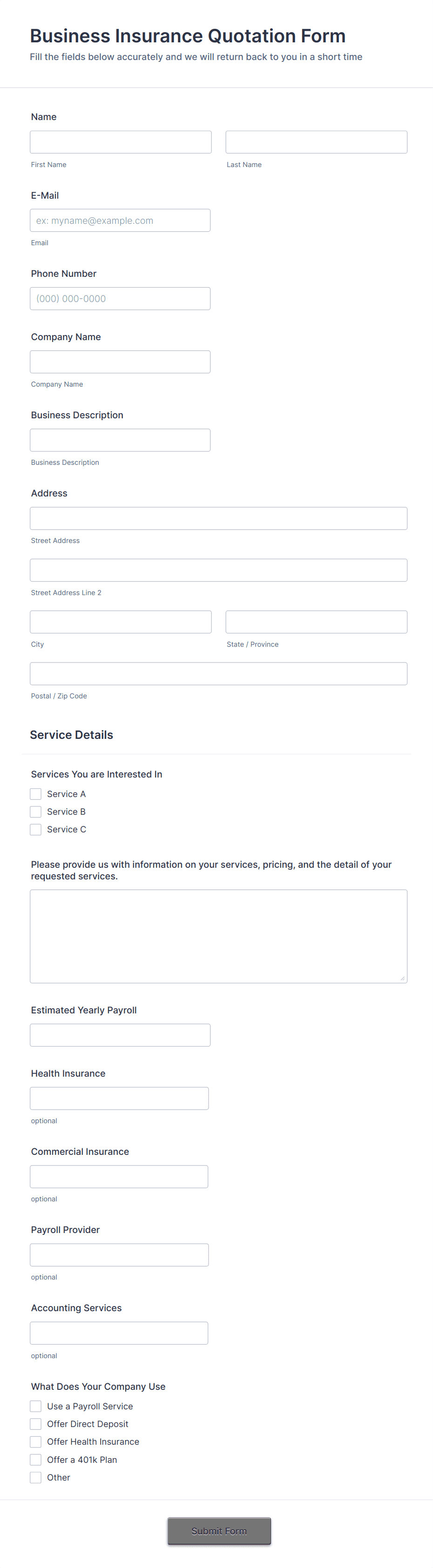 Insurance Quote Form Template | Jotform