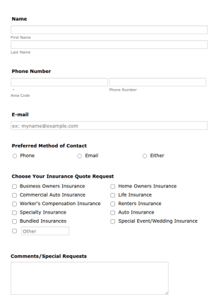 Insurance Quote Request Form Template