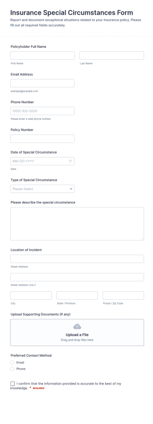 Insurance Special Circumstances Form Template