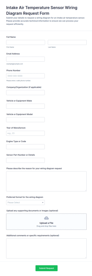 Intake Air Temperature Sensor Wiring Diagram Request Form Template