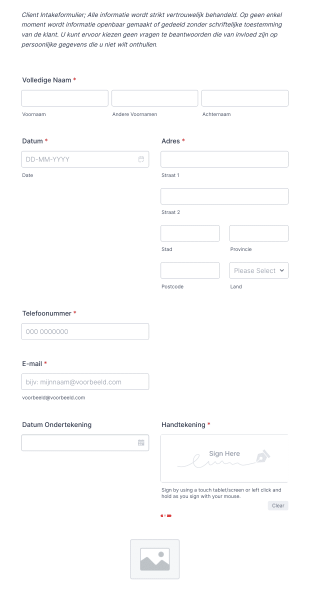 Intakeformulier Cliënten Zorg Aanvragers Form Template