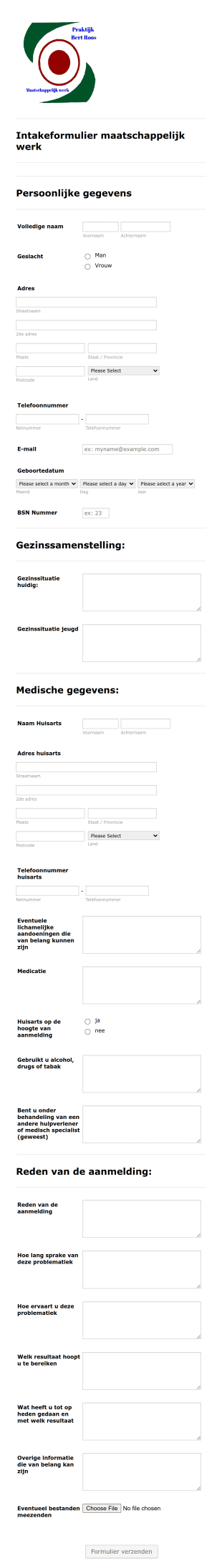 Intakeformulier Maatschappelijk Werk Form Template