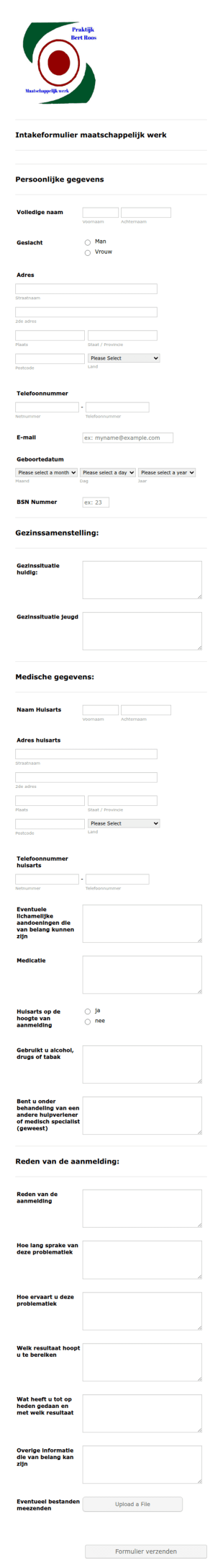 Intakeformulier Maatschappelijk Werk