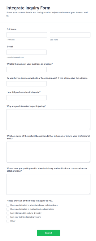 Integrate Inquiry Form Template