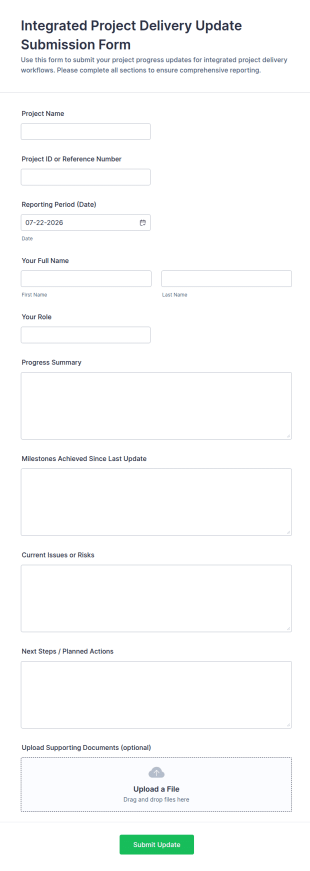 Integrated Project Delivery Update Submission Form Template