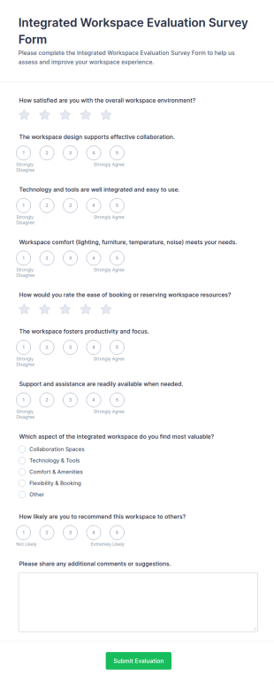 Integrated Workspace Evaluation Survey Form Template