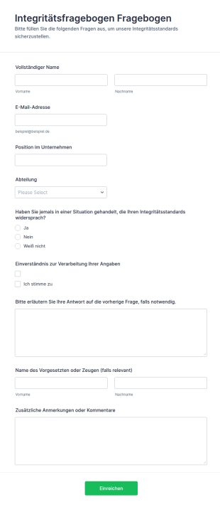 Integritätsfragebogen Fragebogen