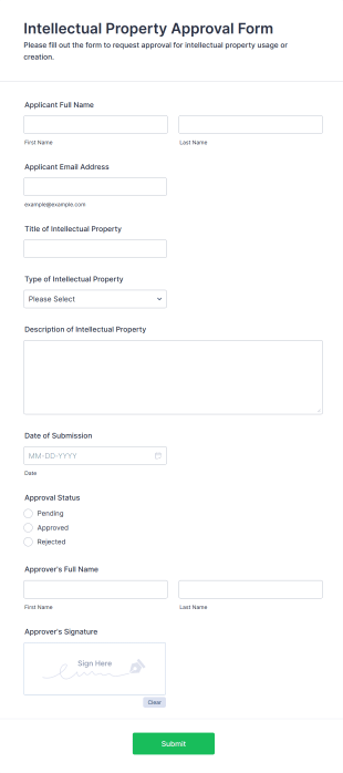 Intellectual Property Approval Form Template