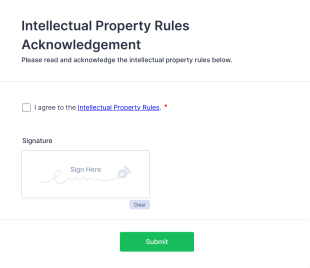 Intellectual Property Rules Acknowledgement Form Template