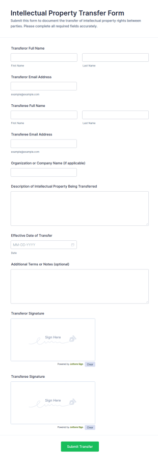 Intellectual Property Transfer Form Template