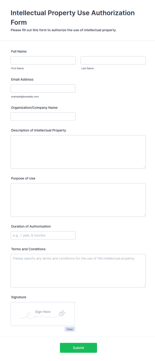 Intellectual Property Use Authorization Form Template