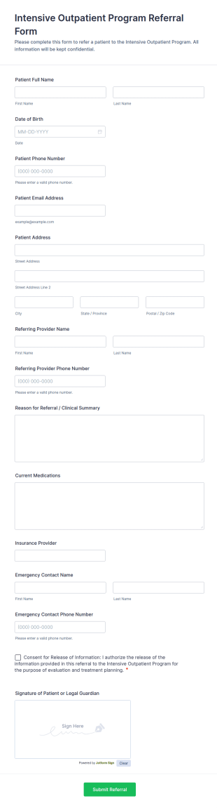 Intensive Outpatient Program Referral Form Template