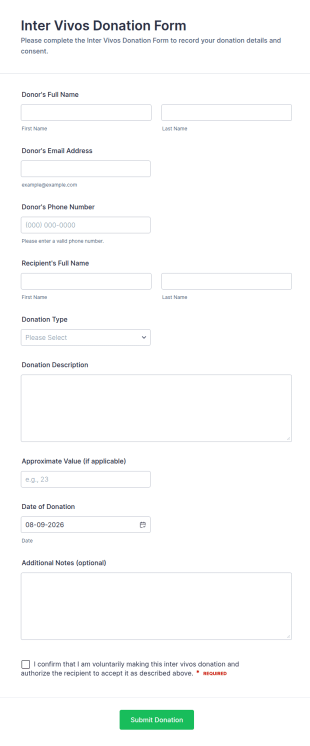 Inter Vivos Donation Form Template