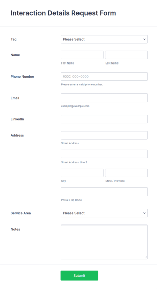 Interaction Details Request Form Template