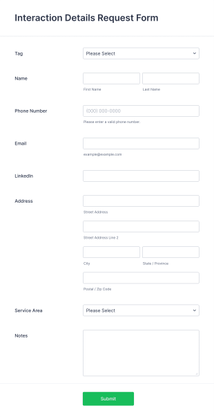 Interaction Details Request Form Template