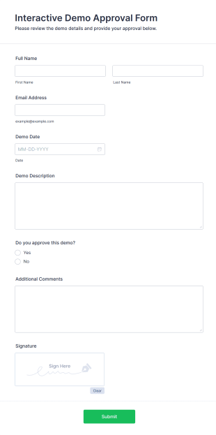 Interactive Demo Approval Form Template