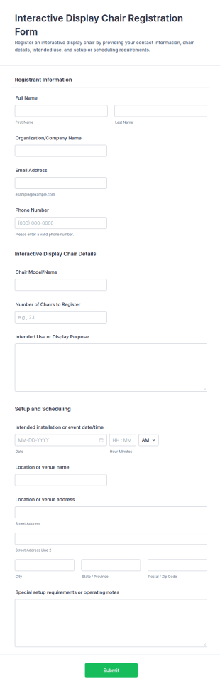 Interactive Display Chair Registration Form Template