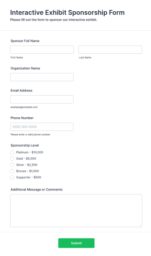 Interactive Exhibit Sponsorship Form Template