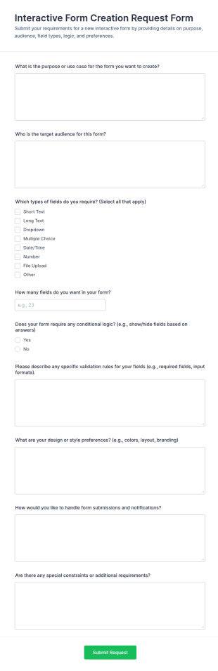 Interactive Form Creation Request Form