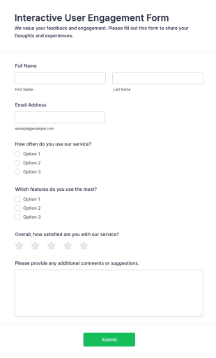 Interactive User Engagement Form Template