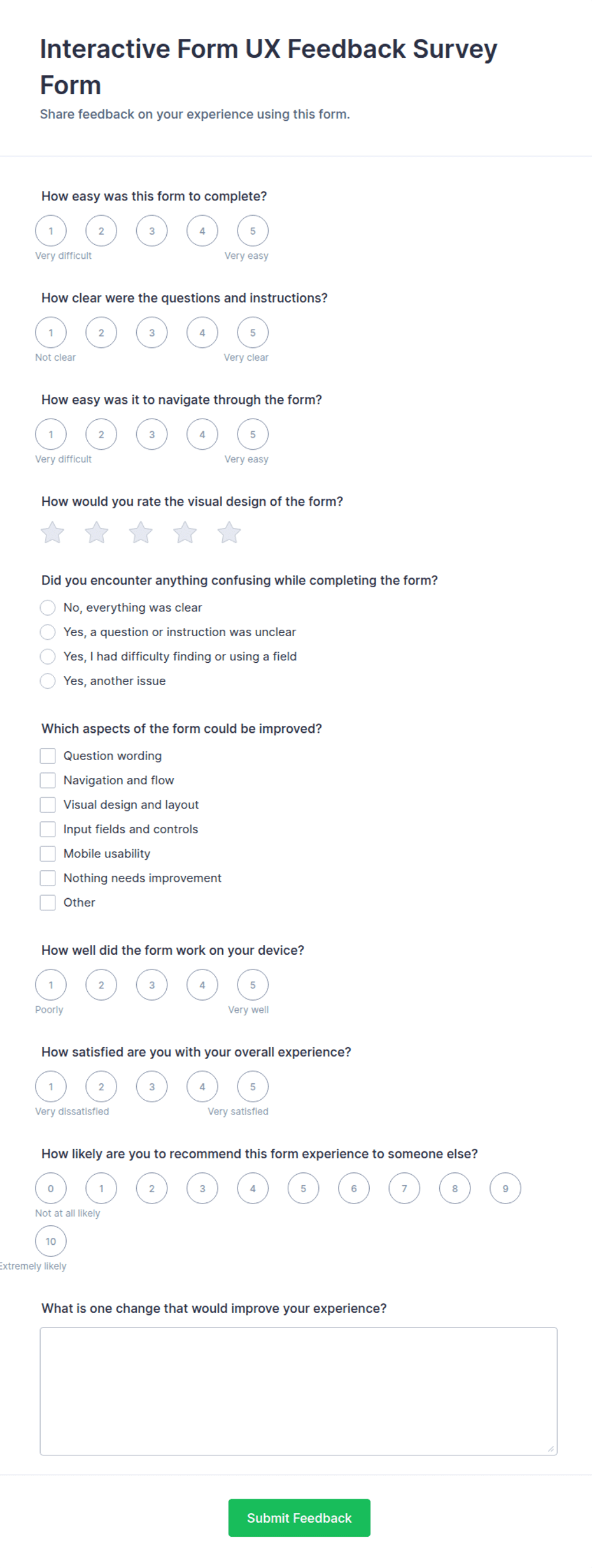 Interactive UX Feedback Survey Form Template | Jotform
