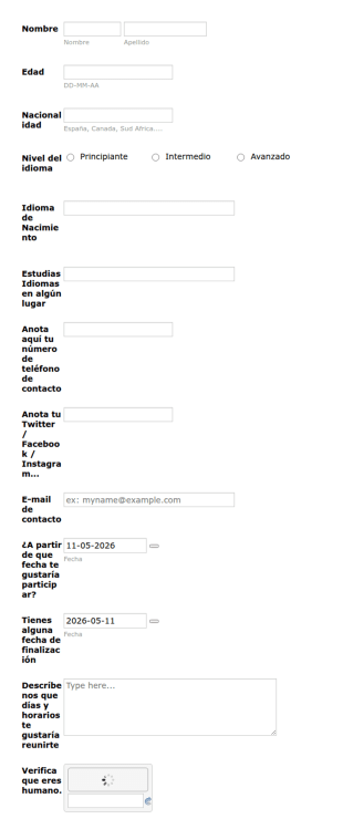 Intercambio De Idiomas