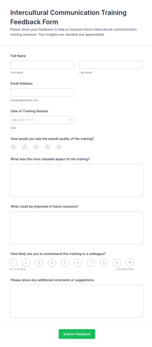 Intercultural Communication Training Feedback Form Template