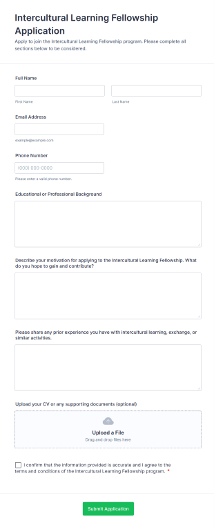 Intercultural Learning Fellowship Application Form Template