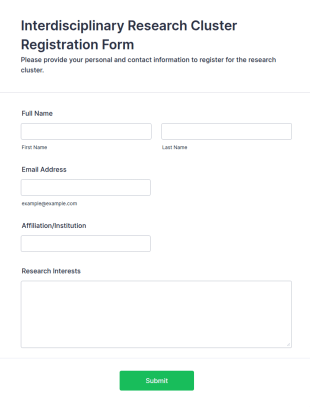 Interdisciplinary Research Cluster Registration Form Template