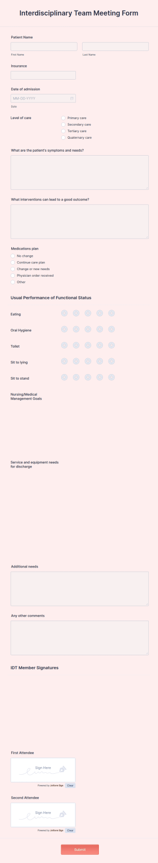 Interdisciplinary Team Meeting Template