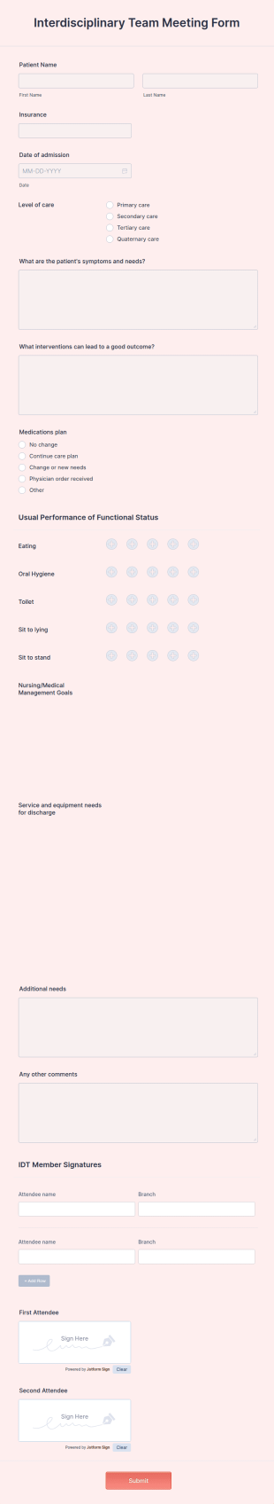Interdisciplinary Team Meeting Template